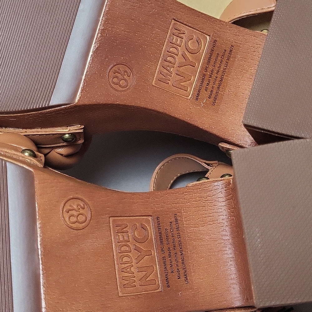 Madden NYC Cognac Braided Heel Sandals Women's Shoe Size 8.5 NIB - Picture 5 of 5
